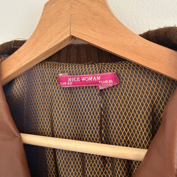1970s Vintage Inspired Faux Leather Double Breasted Trench Coat Brown Size 2/4 - Picture 5 of 13